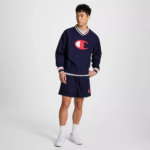 Champion Men's V-Neck Navy Blue Retro Design Pullover Jacket -- Size XL 45/49 - Picture 5 of 8